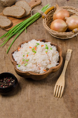 Traditional sauerkraut with carrots