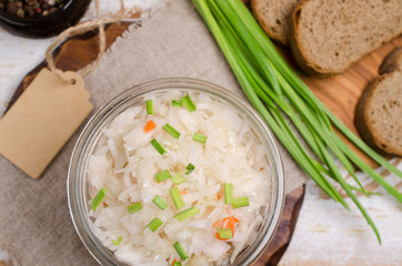 Traditional sauerkraut with carrots