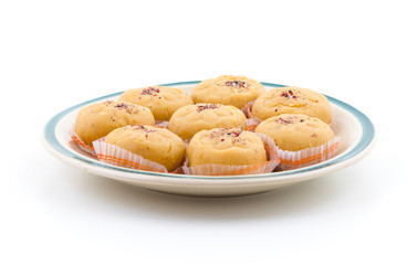 Indian Most Popular Sweet Food Variety of Peda Also Called Pedha, Peday or Pera Made By Milk, Khoya, Saffron or Other Flavours. It's a Popular Festival Food From India