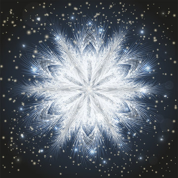 Winter frosted snowflake wallpaper, vector illustration