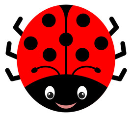 Smiling ladybird. Ladybug icon in flat style.