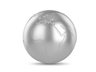 Silver world globe