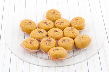 Indian Most Popular Sweet Food Variety of Peda Also Called Pedha, Peday or Pera Made By Milk, Khoya, Saffron or Other Flavours. It's a Popular Festival Food From India
