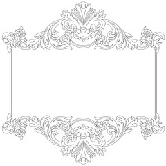 Vintage border frame engraving with retro ornament pattern in antique baroque style decorative design. Vector