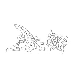 Black vintage baroque ornament, corner. Retro pattern antique style acanthus.