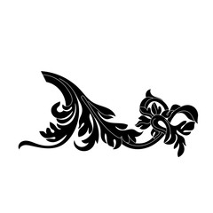 Black vintage baroque ornament, corner. Retro pattern antique style acanthus.