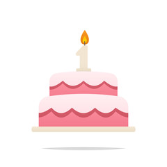 First anniversary or birthday cake vector isolated