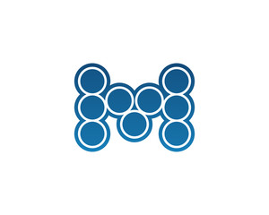 M letter dot connection logo template