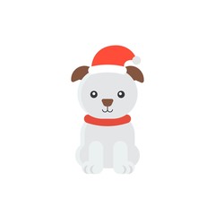 animal wearing santa hat in flat design for christmas theme
