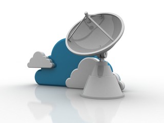 Satellite Dish and cloud, 3d rendering
