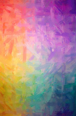 Fototapeta na wymiar Illustration of blue, green, red and purple bristie brush oil paint vertical background.