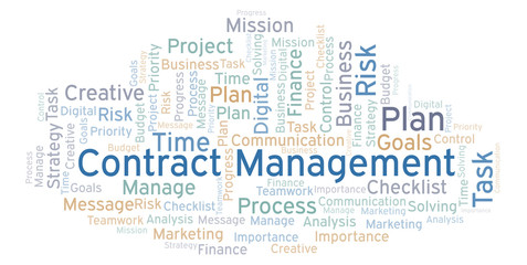 Obraz premium Contract Management word cloud, made with text only.