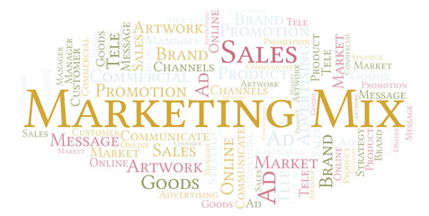 Word cloud with text Marketing Mix.