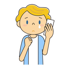 電話をしながら泣いている外国人女性