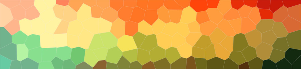 Illustration of abstract Orange, Green, Yellow And Red Middle Size Hexagon Banner background.