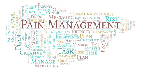 Obraz premium Pain Management word cloud, made with text only.