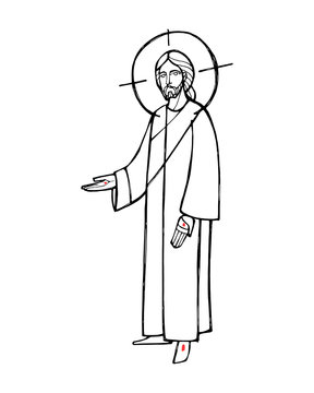 Jesus Christ with open hands illustration