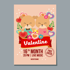 valentine week festival poster with bear couple