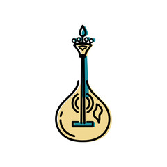 Acoustic guitar logo design. Portuguese fado guitar. Flat and line style vector illustration.