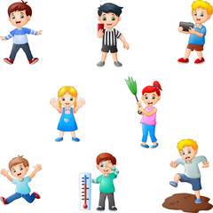 Cartoon kids collection with different activity