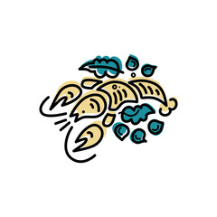 Lobster or seafood logo design. Flat and line style vector illustration.
