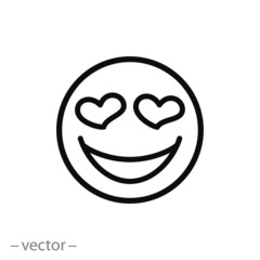 smiling smiley with hearts icon vector