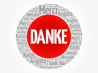 Danke (Thank You in German) word cloud in different languages, concept background