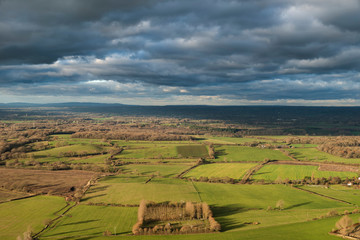 Fototapeta premium Beautiful Autumn Fall landscape of South Downs National Park in English countryside in late afternoon light