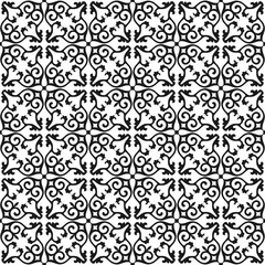 Kazakh national traditional ornament. Black and white vector pattern.