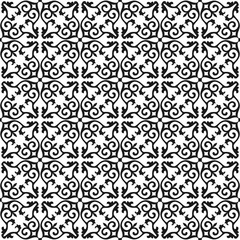 Kazakh national traditional ornament. Black and white vector pattern.