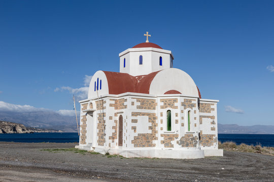 Fotini Crete 21-18-2018. Little Orthodox church Agia Fotini on the north est coats of Crete in Greece 