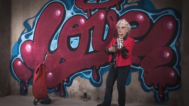 rebel grandma graffiti artist elderly woman