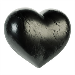 Black heart on a white background. 3D rendering.