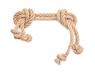 Ropes with knots on white background
