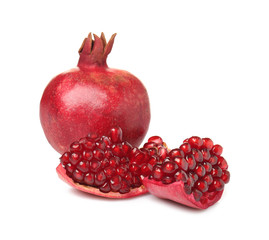 Ripe pomegranate on white background