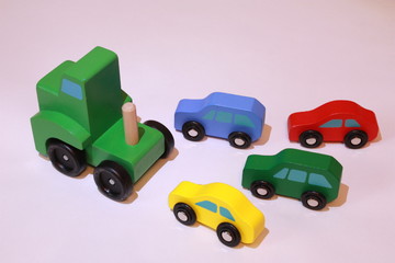 Colorful wooden cars