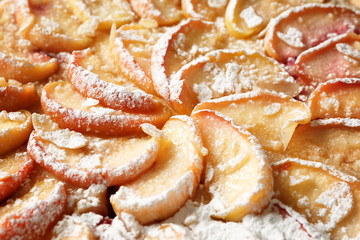 Tasty apple pie, closeup