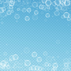 Random soap bubbles abstract background. Blowing b