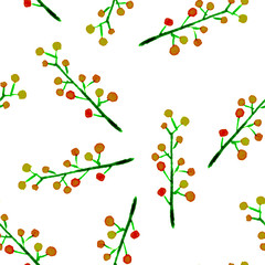 Cute watercolor floral seamless pattern. Green boh
