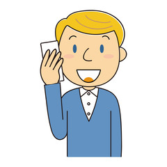 笑顔で電話をする外国人男性