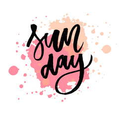 Sunday - inspirational lettering design for posters, flyers, t-shirts, cards, invitations, stickers, banners. Hand painted brush pen modern calligraphy isolated on a white background.