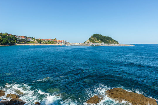 Coast of Basque Country, Getaria as background, Spain