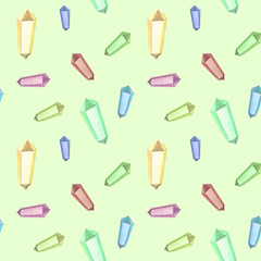 gouache magic seamless pattern with color crystal
