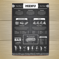 Vintage chalk drawing fast food menu design. Sandwich sketch corporate identity