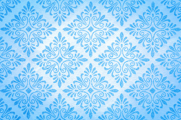Decorative Floral Blue Pattern on the White Background