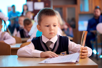 School children in primary school in uniform