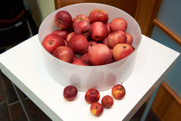 Red apples picked in the natural garden