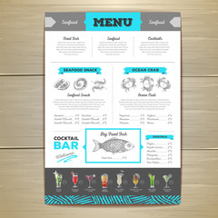 Obraz premium Vintage seafood menu design.
