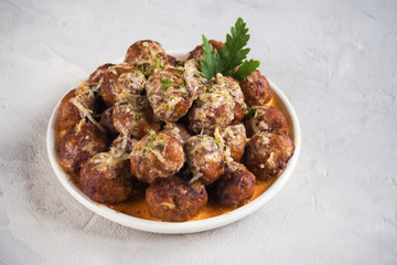 Swedish Meatballs on a plate. 
