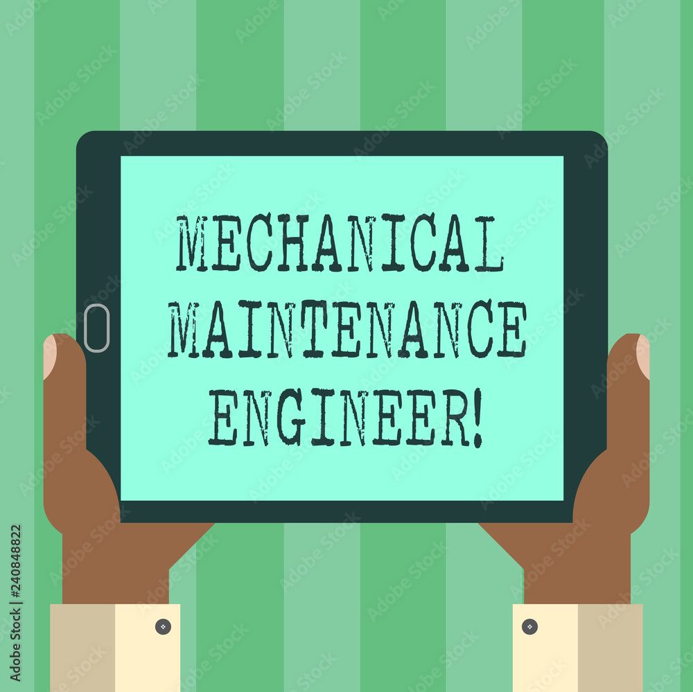 Poster handwriting text mechanical maintenance engineer. concept meaning responsible for machines efficienc